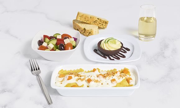Air Transat Classe Club avis raviolis courge menu