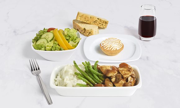 Air Transat Classe Club avis coq au vin menu